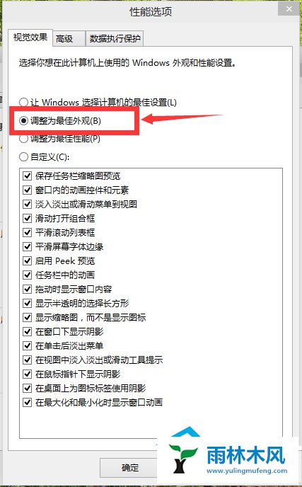 雨林木风Win10视觉效果怎么设置